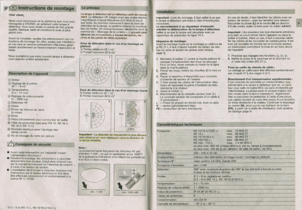 Detecteur de mouvement hyperfrequence dans le couloir